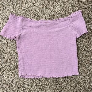 PacSun Small Purple Cropped Off-the-Shoulder Shirt
